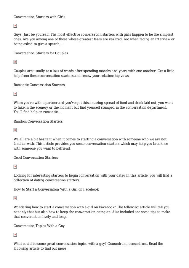 Guy Conversation The Starters Like With You Guy Conversation The Starters Like With You